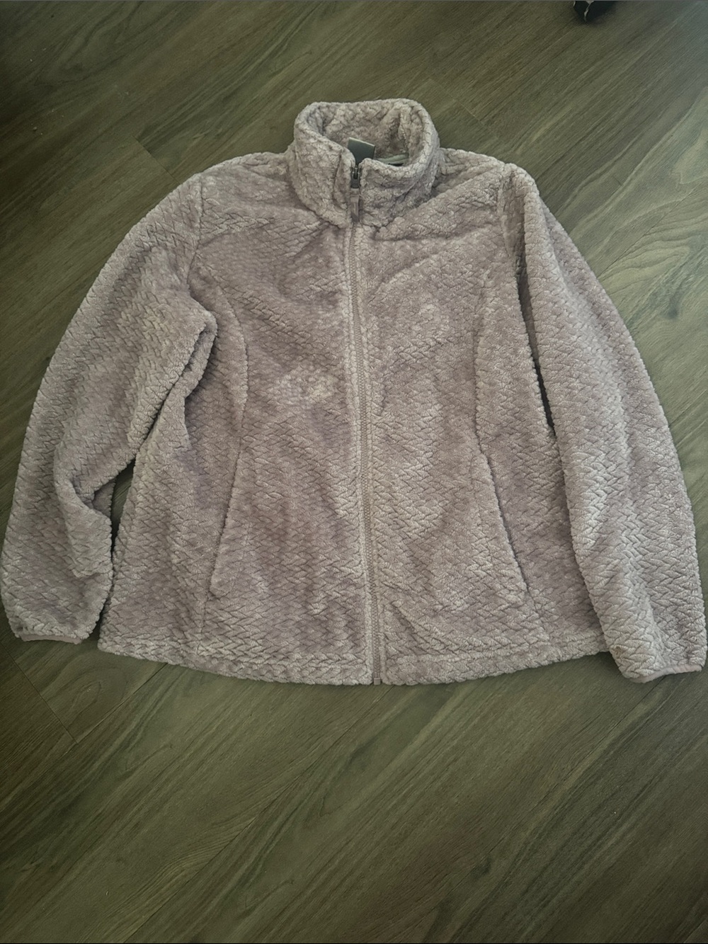 Women's Plush Zip-Up Teddy Jacket in Light Mauve
